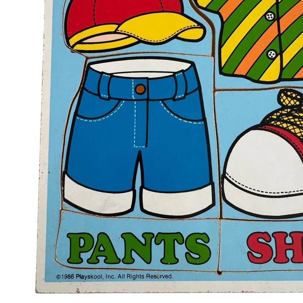 Playskool 1986 My Clothes Wooden Puzzles for Toddlers Ages 1 to 3 Years 8 Pieces